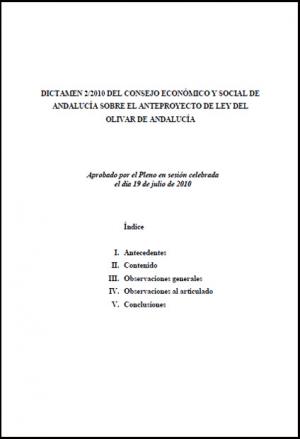 Dictamen 2/2010 del Consejo Económico y Social de Andalucía sobre el Anteproyecto de Ley del Olivar de Andalucía